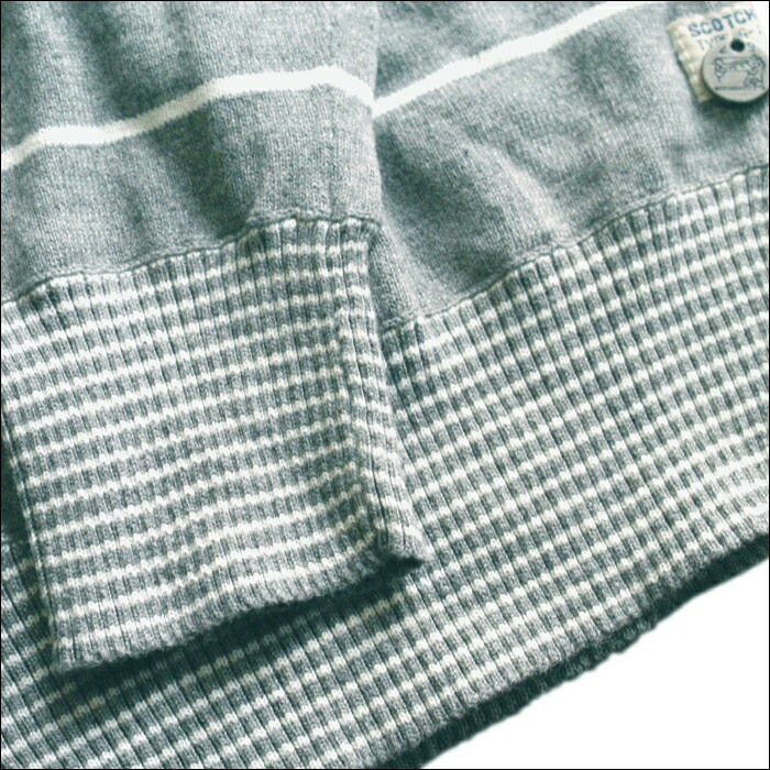 スコッチ&ソーダ スコッチアンドソーダ scotch&soda メンズ 長袖 ニット カーディガン ボーダー グレー ホワイト トップス カジュアル サーフ セレブ ストリート ヨーロピアン ヴィンテ