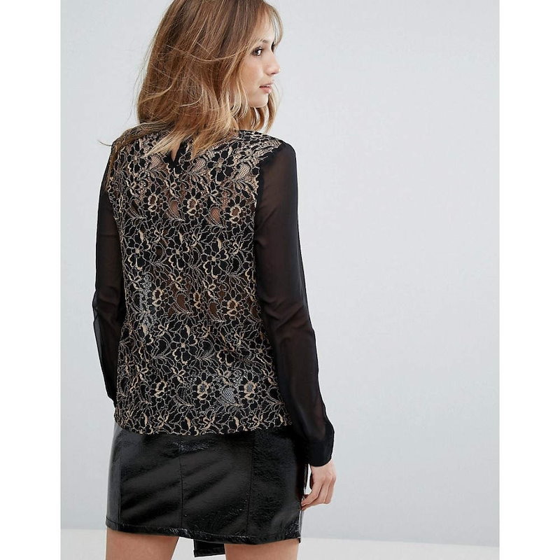 キューイーディーロンドン レディース トップス ブラウス・シャツ【QED London Sheer Blouse】Black/gold キューイーディーロンドン レディース トップス ブラウス・シャツ【QED London Sheer Blouse】Black/gold