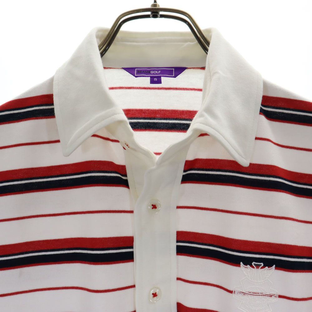 日本製 ボーダー柄 ゴルフ 半袖 ポロシャツ S ホワイト GOLF メンズ 日本製 ボーダー柄 ゴルフ 半袖 ポロシャツ S ホワイト GOLF メンズ