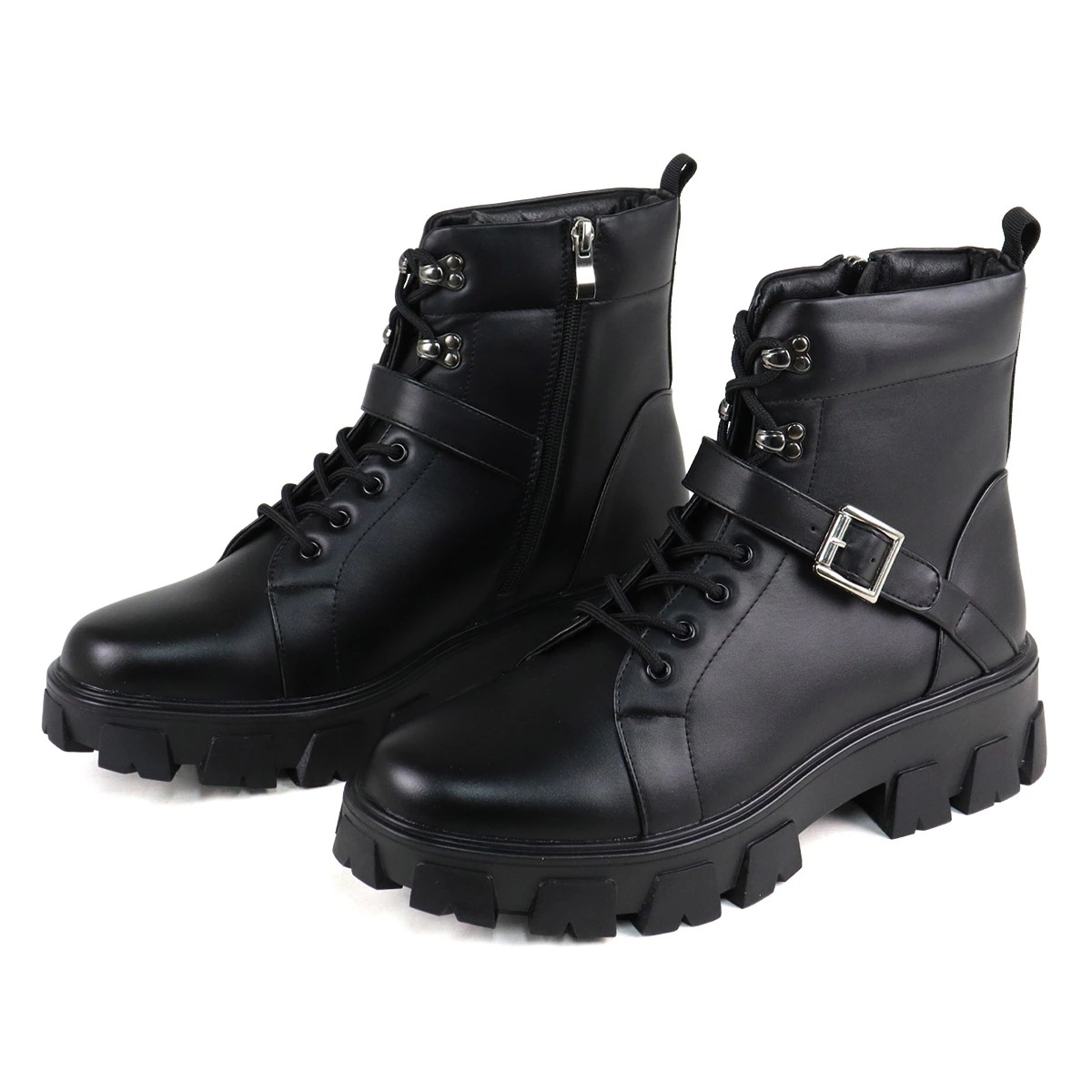 ブーツ メンズ レースアップ 厚底 5cmヒール サイドジップ 履きやすい 歩きやすい 防滑 レザー 合成皮革 編み上げ 秋 冬 1725 LOVEHUNTER 黒 ブラック ブーツ メンズ レースアップ 厚底 5cmヒール サイドジップ 履きやすい 歩きやすい 防滑 レザー 合成皮革 編み上げ 秋 冬 1725 LOVEHUNTER 黒 ブラック