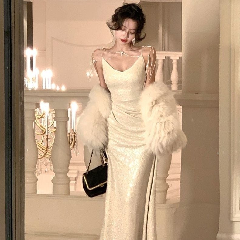 ワンピースドレスパーティードレス白キャミソールワンピース女フレンチデザインセンス気品優しい風スカート宴会バースデードレススカート ワンピースドレスパーティードレス白キャミソールワンピース女フレンチデザインセンス気品優しい風スカート宴会バースデードレススカート