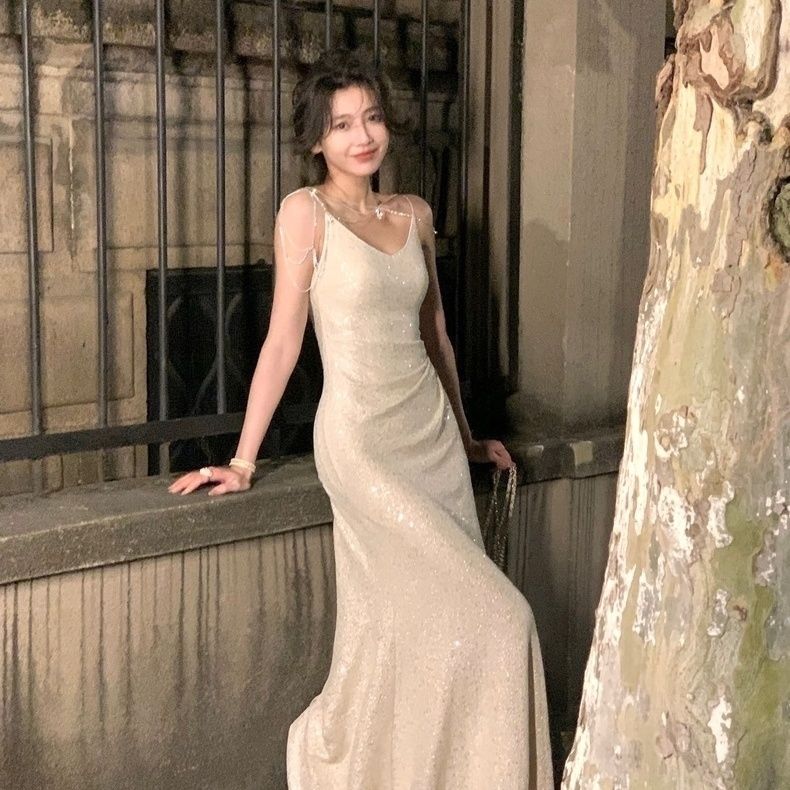 ワンピースドレスパーティードレス白キャミソールワンピース女フレンチデザインセンス気品優しい風スカート宴会バースデードレススカート ワンピースドレスパーティードレス白キャミソールワンピース女フレンチデザインセンス気品優しい風スカート宴会バースデードレススカート