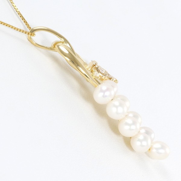 K18 18金 YG ネックレス パール(真珠) ダイヤ 0.12 ジュエリー 中古 K18 18金 YG ネックレス パール(真珠) ダイヤ 0.12 ジュエリー 中古