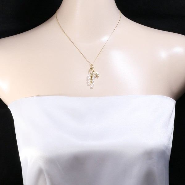 K18 18金 YG ネックレス パール(真珠) ダイヤ 0.12 ジュエリー 中古 K18 18金 YG ネックレス パール(真珠) ダイヤ 0.12 ジュエリー 中古