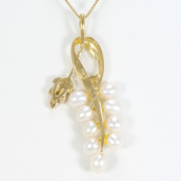 K18 18金 YG ネックレス パール(真珠) ダイヤ 0.12 ジュエリー 中古 K18 18金 YG ネックレス パール(真珠) ダイヤ 0.12 ジュエリー 中古