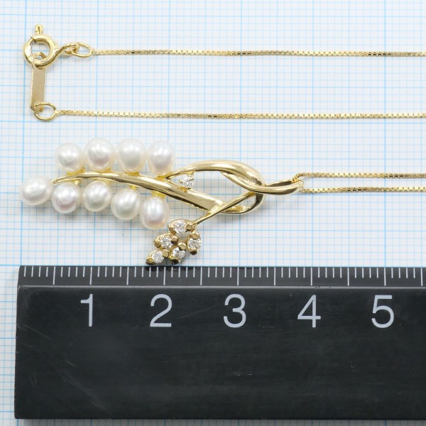 K18 18金 YG ネックレス パール(真珠) ダイヤ 0.12 ジュエリー 中古 K18 18金 YG ネックレス パール(真珠) ダイヤ 0.12 ジュエリー 中古