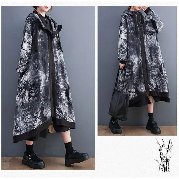 ロングコートレディースフードアウター秋コートロングスプリングコート暖かいブルゾン無地総柄トップス羽織りポケット付き大きいサイズミモレ丈