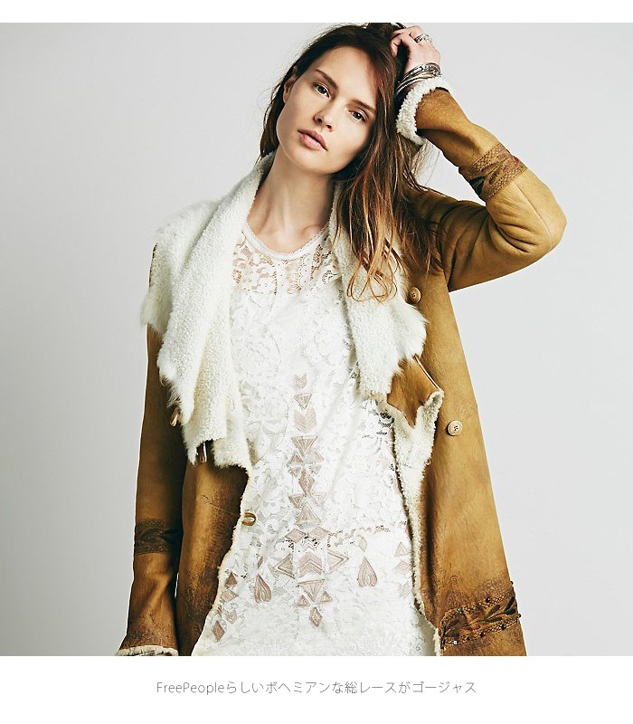 正規品FREE PEOPLE(フリーピープル)Lace Embroidered Tunic-総レース