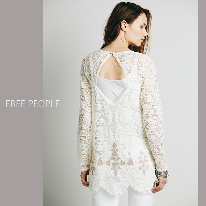 正規品FREE PEOPLE(フリーピープル)Lace Embroidered Tunic-総レース