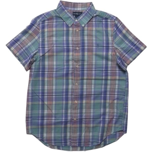 ボーイズサイズ 半袖 ボタンダウンシャツ グリーン boys PR2-113