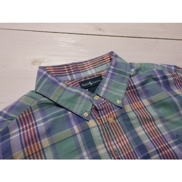 ボーイズサイズ 半袖 ボタンダウンシャツ グリーン boys PR2-113