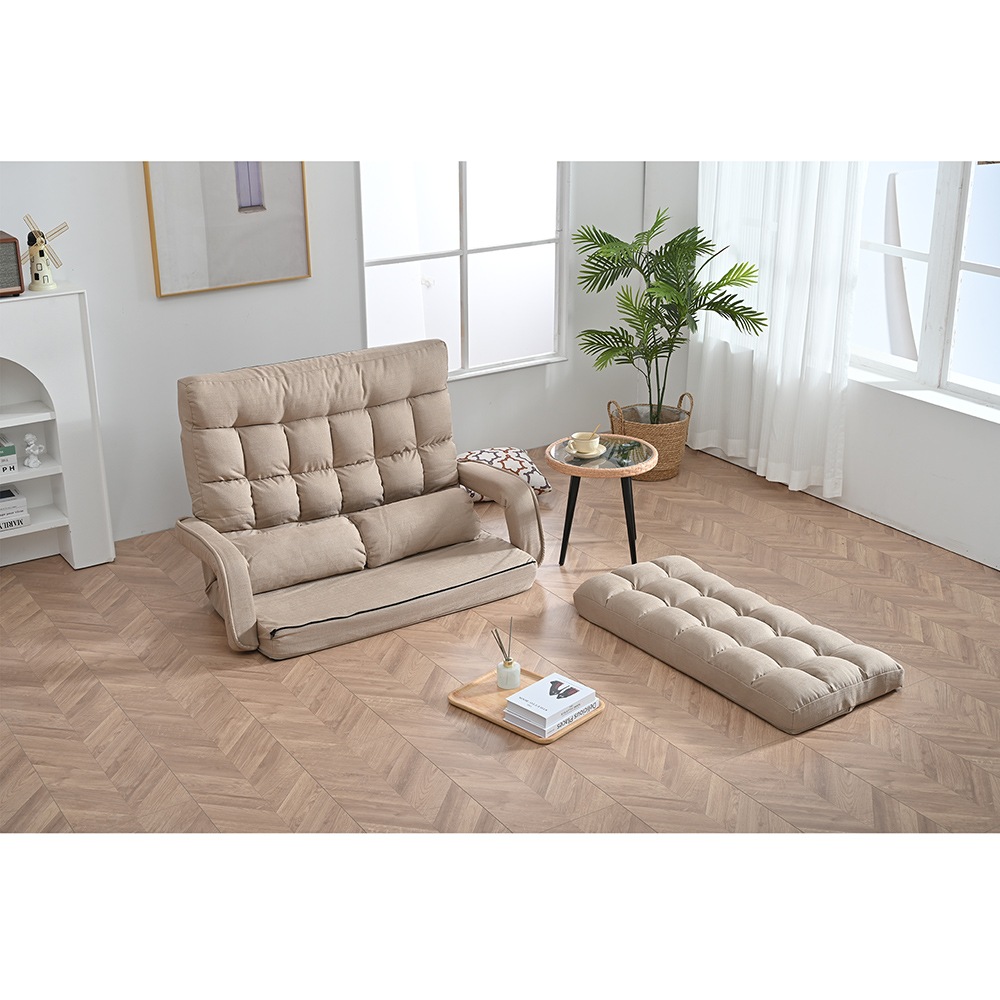 座椅子 二人掛け 4WAY 連動肘つき リクライニングソファ 折りたたみ 座いす 2人掛けソファー ハイバック リクライニング 低い椅子 ローソファー コンパクト リラックスチェア リクライニングチェ