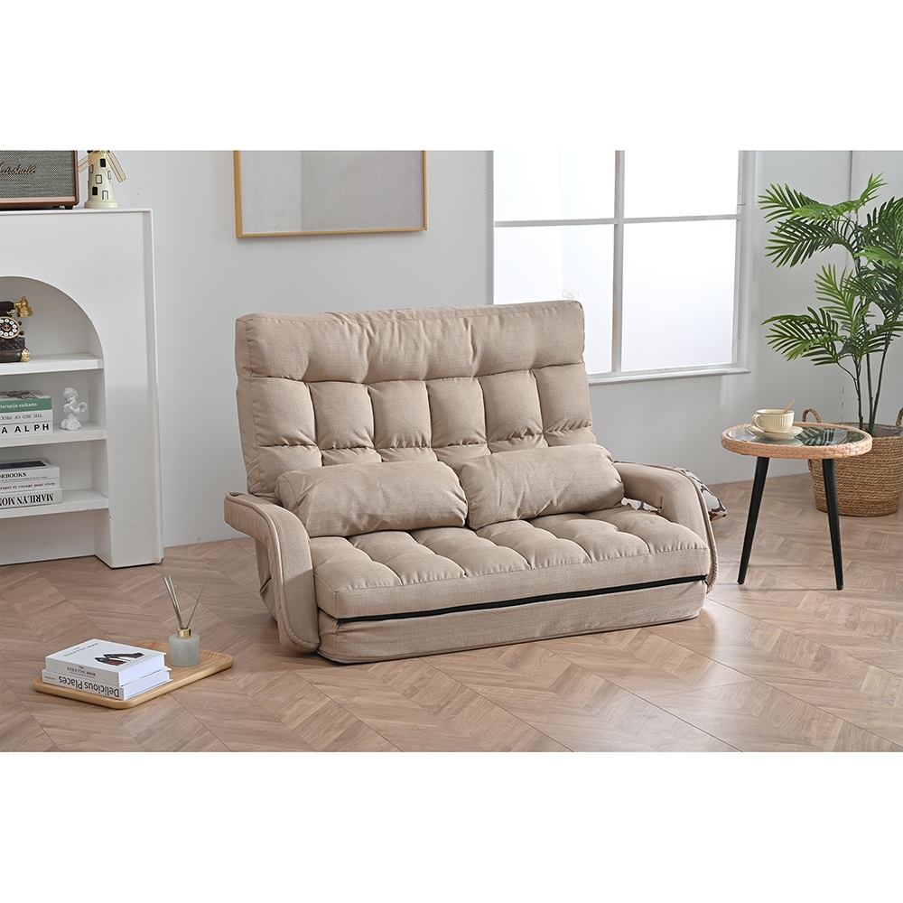 座椅子 二人掛け 4WAY 連動肘つき リクライニングソファ 折りたたみ 座いす 2人掛けソファー ハイバック リクライニング 低い椅子 ローソファー コンパクト リラックスチェア リクライニングチェ