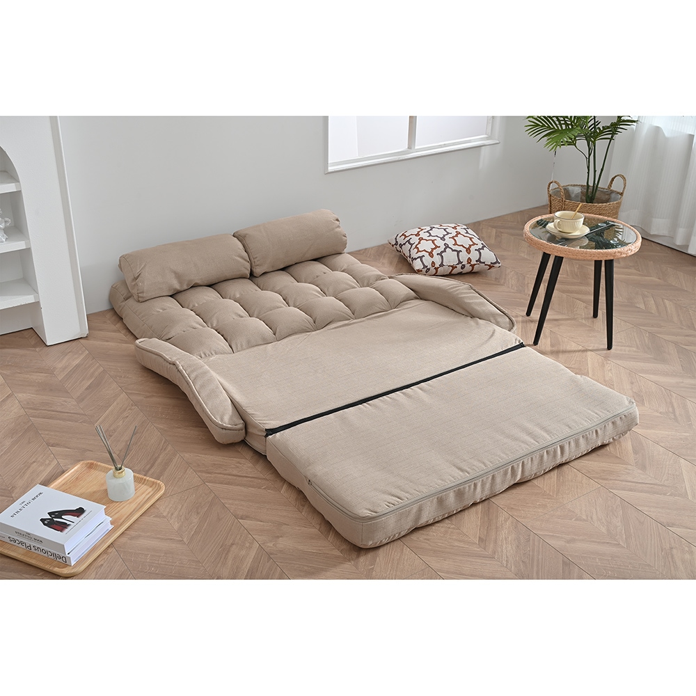 座椅子 二人掛け 4WAY 連動肘つき リクライニングソファ 折りたたみ 座いす 2人掛けソファー ハイバック リクライニング 低い椅子 ローソファー コンパクト リラックスチェア リクライニングチェ