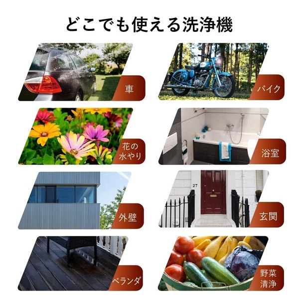 コンパクトなサイズで女性でも使いやすい【充電式モバイル高圧洗浄機 MW-MHC66】