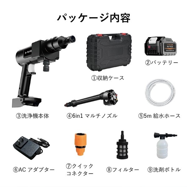 コンパクトなサイズで女性でも使いやすい【充電式モバイル高圧洗浄機 MW-MHC66】