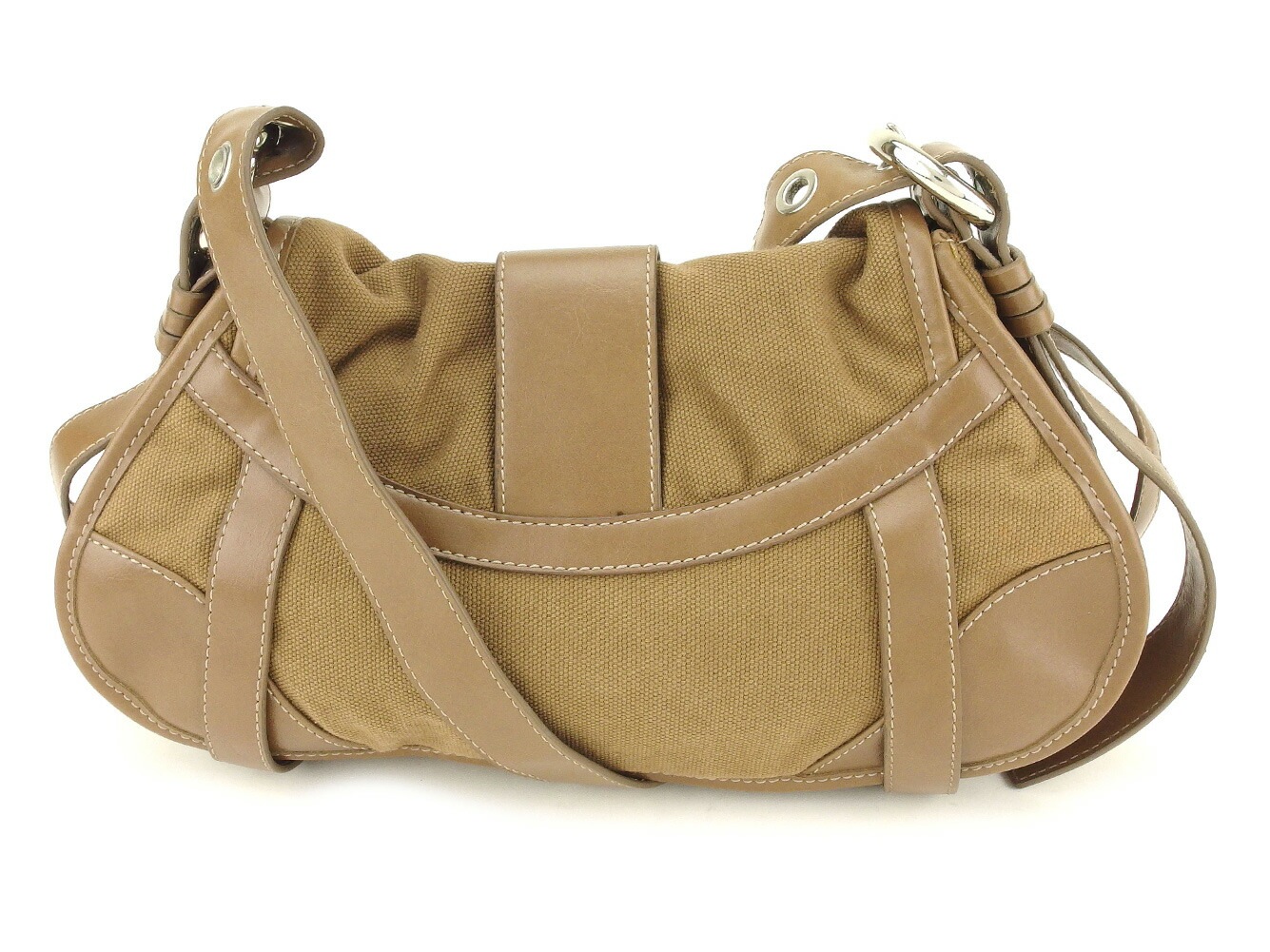 ショルダーバッグ 斜めがけショルダー バッグ ベルトデザイン ブラウン シルバー 中古 ショルダーバッグ 斜めがけショルダー バッグ ベルトデザイン ブラウン シルバー 中古