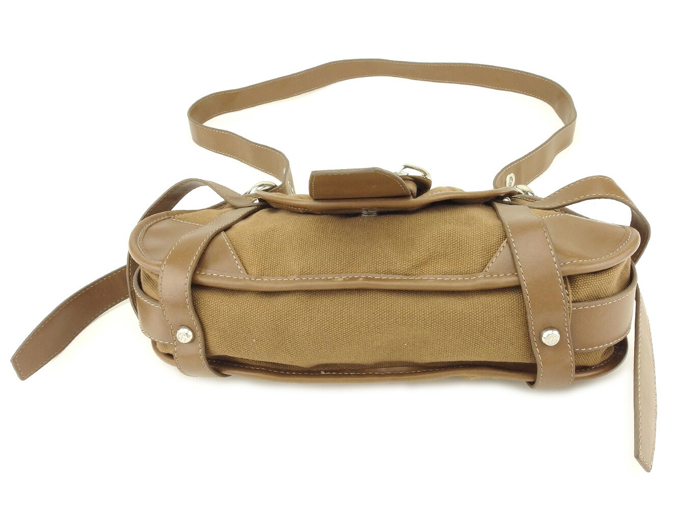 ショルダーバッグ 斜めがけショルダー バッグ ベルトデザイン ブラウン シルバー 中古 ショルダーバッグ 斜めがけショルダー バッグ ベルトデザイン ブラウン シルバー 中古