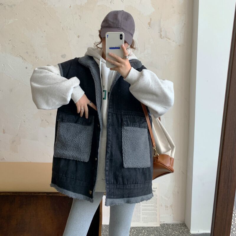 レディース レトロ ルーズ 裏起毛 厚手 デニム ベスト ノースリーブ 裏ボア もこもこ ふわふわ ポケット 大人可愛い ママコーデ ママファッション 韓国系 オルチャン 人気 トレンド 新作 20代 レディース レトロ ルーズ 裏起毛 厚手 デニム ベスト ノースリーブ 裏ボア もこもこ ふわふわ ポケット 大人可愛い ママコーデ ママファッション 韓国系 オルチャン 人気 トレンド 新作 20代