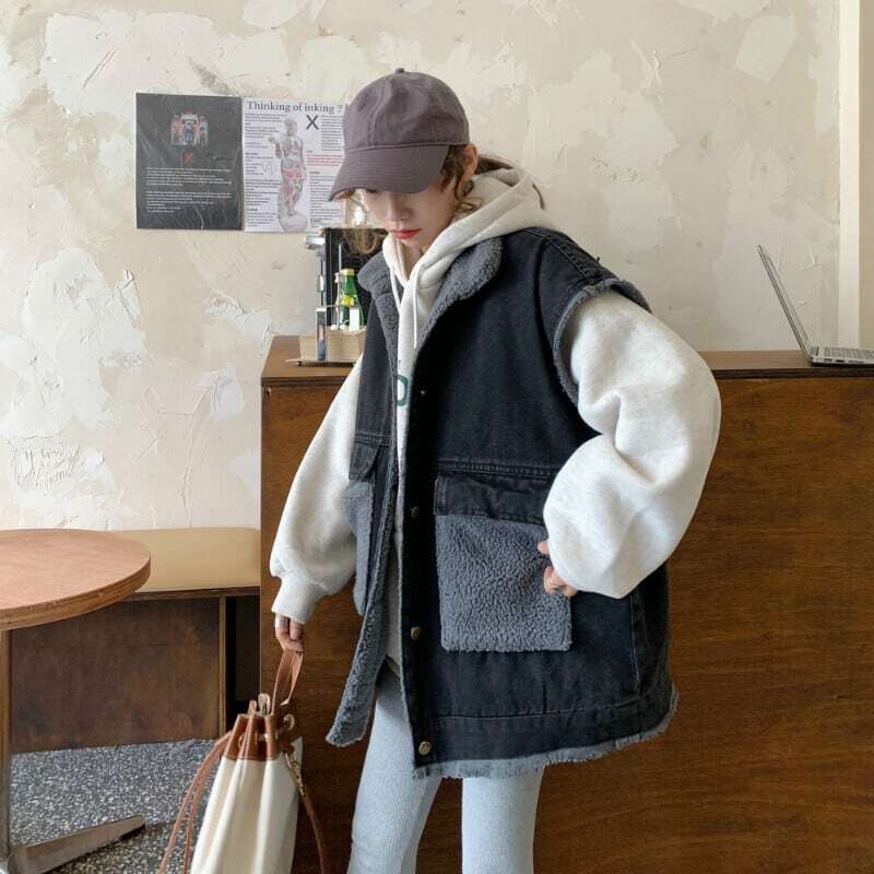 レディース レトロ ルーズ 裏起毛 厚手 デニム ベスト ノースリーブ 裏ボア もこもこ ふわふわ ポケット 大人可愛い ママコーデ ママファッション 韓国系 オルチャン 人気 トレンド 新作 20代 レディース レトロ ルーズ 裏起毛 厚手 デニム ベスト ノースリーブ 裏ボア もこもこ ふわふわ ポケット 大人可愛い ママコーデ ママファッション 韓国系 オルチャン 人気 トレンド 新作 20代