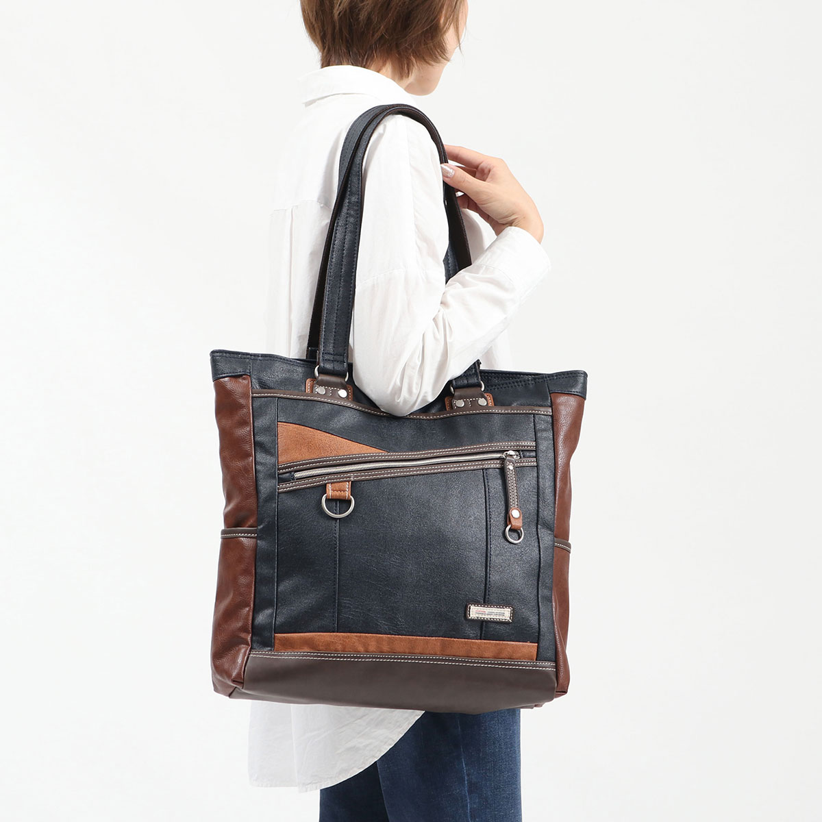 トートバッグ VHW ファスナー付き 肩掛け メンズ レディース VHW-5532 トートバッグ VHW ファスナー付き 肩掛け メンズ レディース VHW-5532