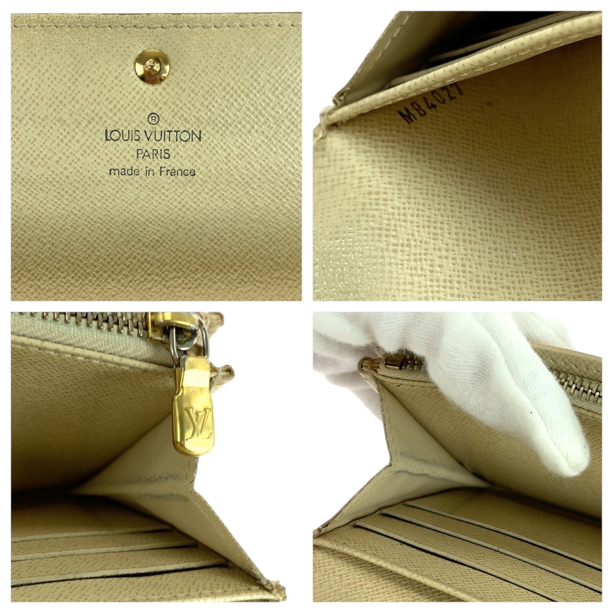 ダミエ アズール ポルトフォイユ サラ ホワイト グレー ゴールド金具 PVC N61735 長財布 ロングウォレット レディース 504765