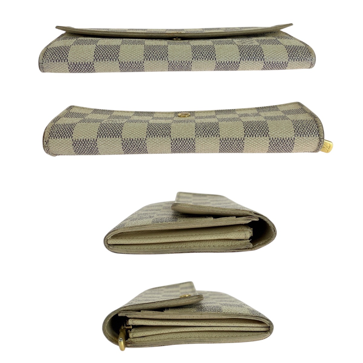 ダミエ アズール ポルトフォイユ サラ ホワイト グレー ゴールド金具 PVC N61735 長財布 ロングウォレット レディース 504765