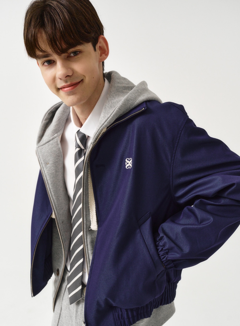 【SATUR】 LECCE TWO TONE ZIP UP JACKET : GLITTER RETRO BLUE