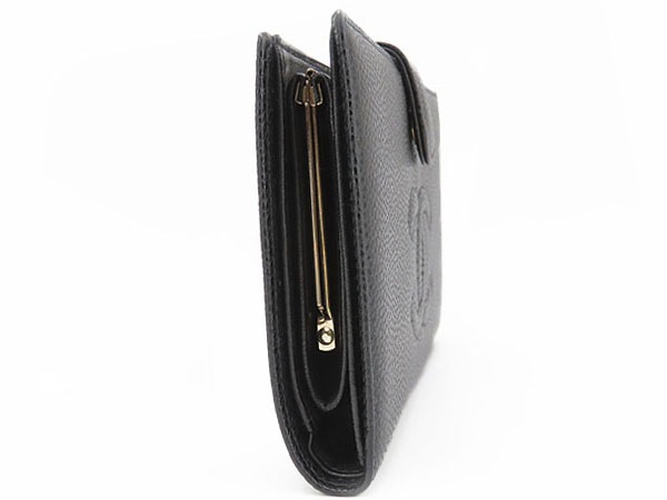 外超美品シャネルヴィンテージココマークキャビアスキン二つ折り長財布がま口財布ブラックグレインドカーフスキンA13498 外超美品シャネルヴィンテージココマークキャビアスキン二つ折り長財布がま口財布ブラックグレインドカーフスキンA13498