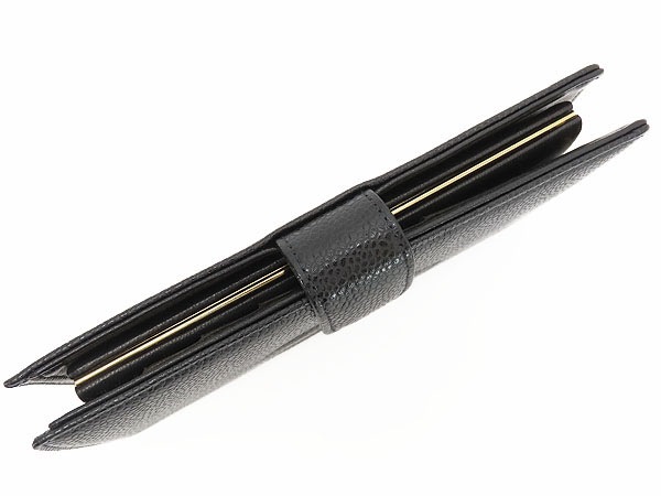 外超美品シャネルヴィンテージココマークキャビアスキン二つ折り長財布がま口財布ブラックグレインドカーフスキンA13498 外超美品シャネルヴィンテージココマークキャビアスキン二つ折り長財布がま口財布ブラックグレインドカーフスキンA13498