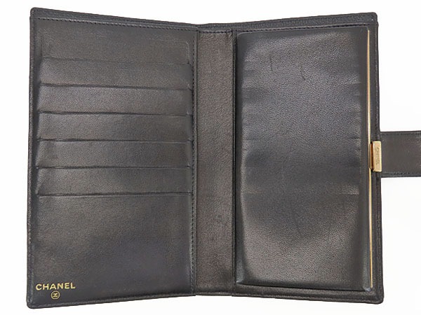 外超美品シャネルヴィンテージココマークキャビアスキン二つ折り長財布がま口財布ブラックグレインドカーフスキンA13498 外超美品シャネルヴィンテージココマークキャビアスキン二つ折り長財布がま口財布ブラックグレインドカーフスキンA13498