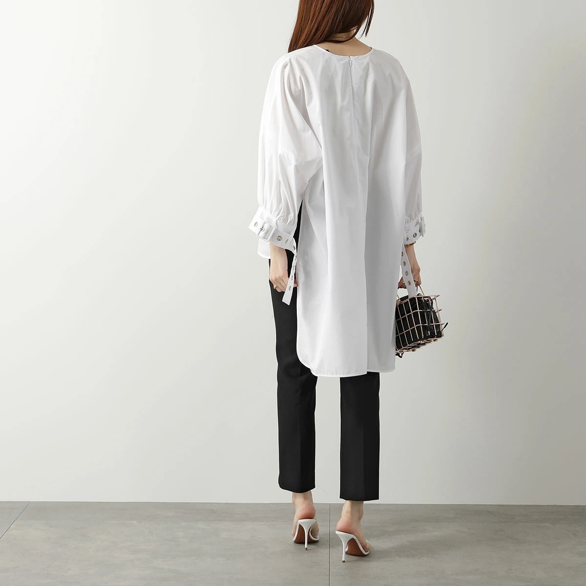 S MAX MARA エス マックスマーラ シャツ MAYA レディース ソフト ピュア コットン ブラウス ベルト 七分袖 クルーネック 001