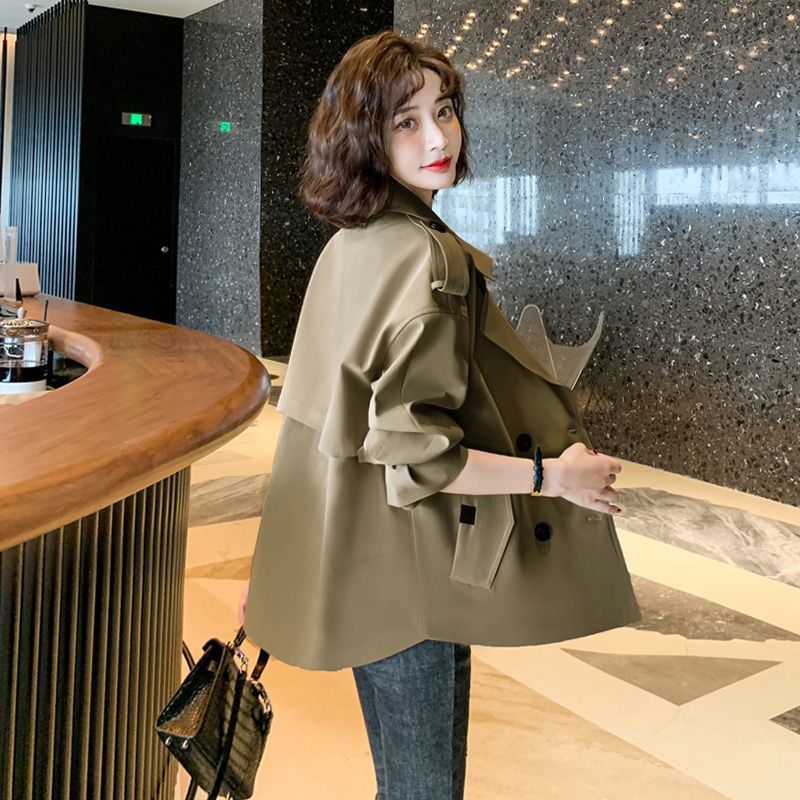 2024 人気 秋 トレンチコート 短いセクションのウィンドブレーカージャケット女性 新作 スーツカラー ロングスリーブ トップス ルーズ ジャケット