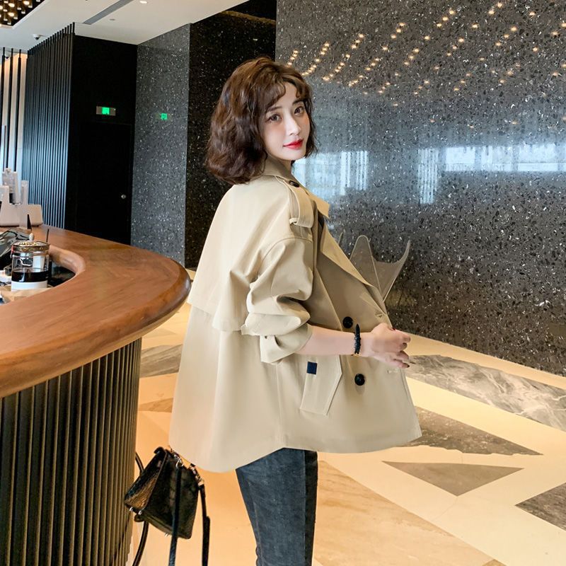 2024 人気 秋 トレンチコート 短いセクションのウィンドブレーカージャケット女性 新作 スーツカラー ロングスリーブ トップス ルーズ ジャケット
