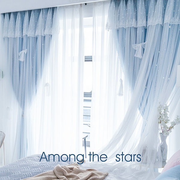 大特価‼️ カーテン 北欧 青いの葉 可愛い お洒落⭐️ Qoo10] カーテン 北欧 青いの葉 可愛い お洒落