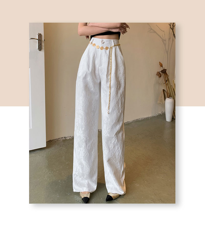【急速出荷】ワイドパンツ パンツ ハイウェストパンツ レディース ジャガード 刺繍 長ズボン スボン チェーン付き ベルト付き チャイニーズスタイル 春 春夏 夏 夏物 フレアパンツ 上品 高級 シン 【急速出荷】ワイドパンツ パンツ ハイウェストパンツ レディース ジャガード 刺繍 長ズボン スボン チェーン付き ベルト付き チャイニーズスタイル 春 春夏 夏 夏物 フレアパンツ 上品 高級 シン