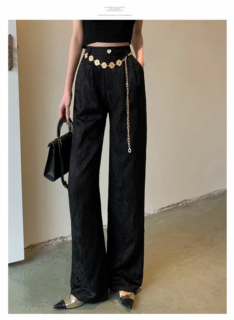 【急速出荷】ワイドパンツ パンツ ハイウェストパンツ レディース ジャガード 刺繍 長ズボン スボン チェーン付き ベルト付き チャイニーズスタイル 春 春夏 夏 夏物 フレアパンツ 上品 高級 シン 【急速出荷】ワイドパンツ パンツ ハイウェストパンツ レディース ジャガード 刺繍 長ズボン スボン チェーン付き ベルト付き チャイニーズスタイル 春 春夏 夏 夏物 フレアパンツ 上品 高級 シン
