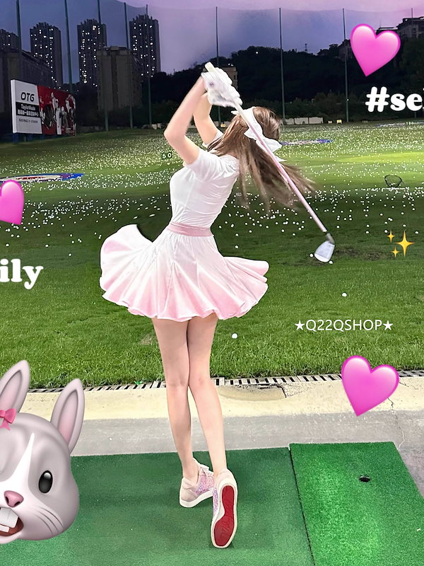 ジーフォア ゴルフ レディース ピンク フーディー スカート セットアップ 裏毛切り替えパーカー＆スカート上下セット / ゴルフウェア レディース