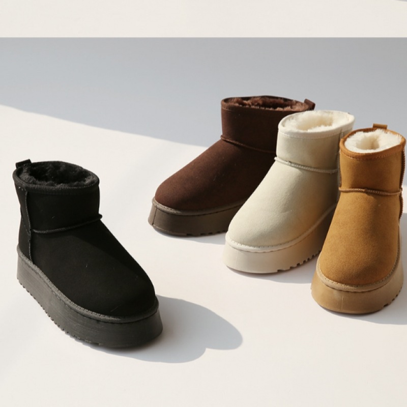 (Ninas Paris) 5cmチャンキーヒールソフト裏地付きファーアンクルブーツ (Ninas Paris) 5cmチャンキーヒールソフト裏地付きファーアンクルブーツ