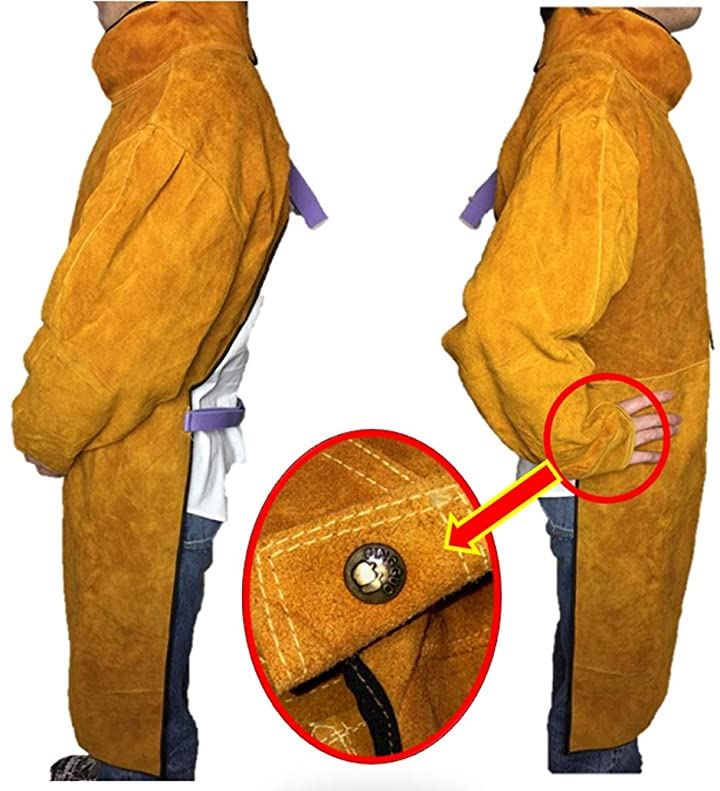 全長 115cm 耐熱 溶接用 エプロン 牛革 大判タイプ ツールポケット 防炎 作業服 保護用 やけど 火の粉 対策 に( 耐熱エプロン:02)