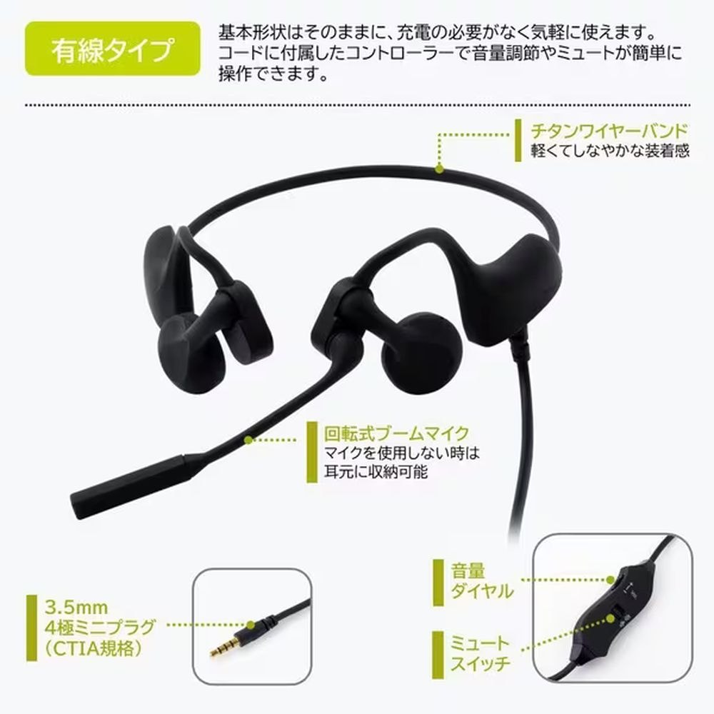 耳をふさがないヘッドセット コールミーツ 有線タイプ CMU10クロ