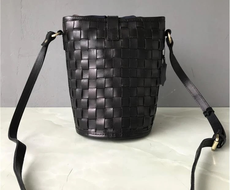手編みレザー女性牛革バケットバッグクロスボディ 手編みレザー女性牛革バケットバッグクロスボディ