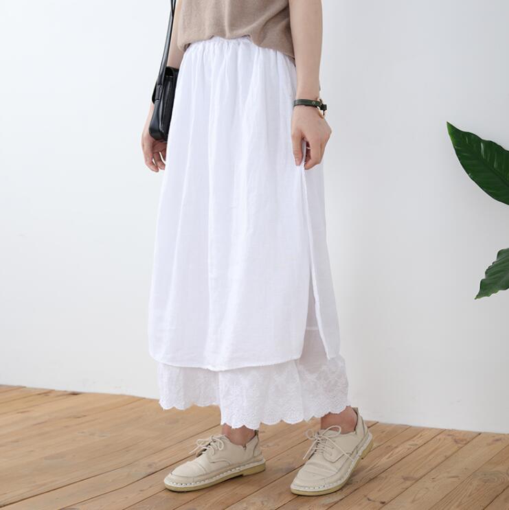 【夏セール!】ペチスカート レース リネンスカート レディース 楽ちん ウエストゴム リラックス 刺繍 森ガールスカート コットン 綿 カジュアル ボトムス メール便 2021春夏 S/M/L 【夏セール!】ペチスカート レース リネンスカート レディース 楽ちん ウエストゴム リラックス 刺繍 森ガールスカート コットン 綿 カジュアル ボトムス メール便 2021春夏 S/M/L