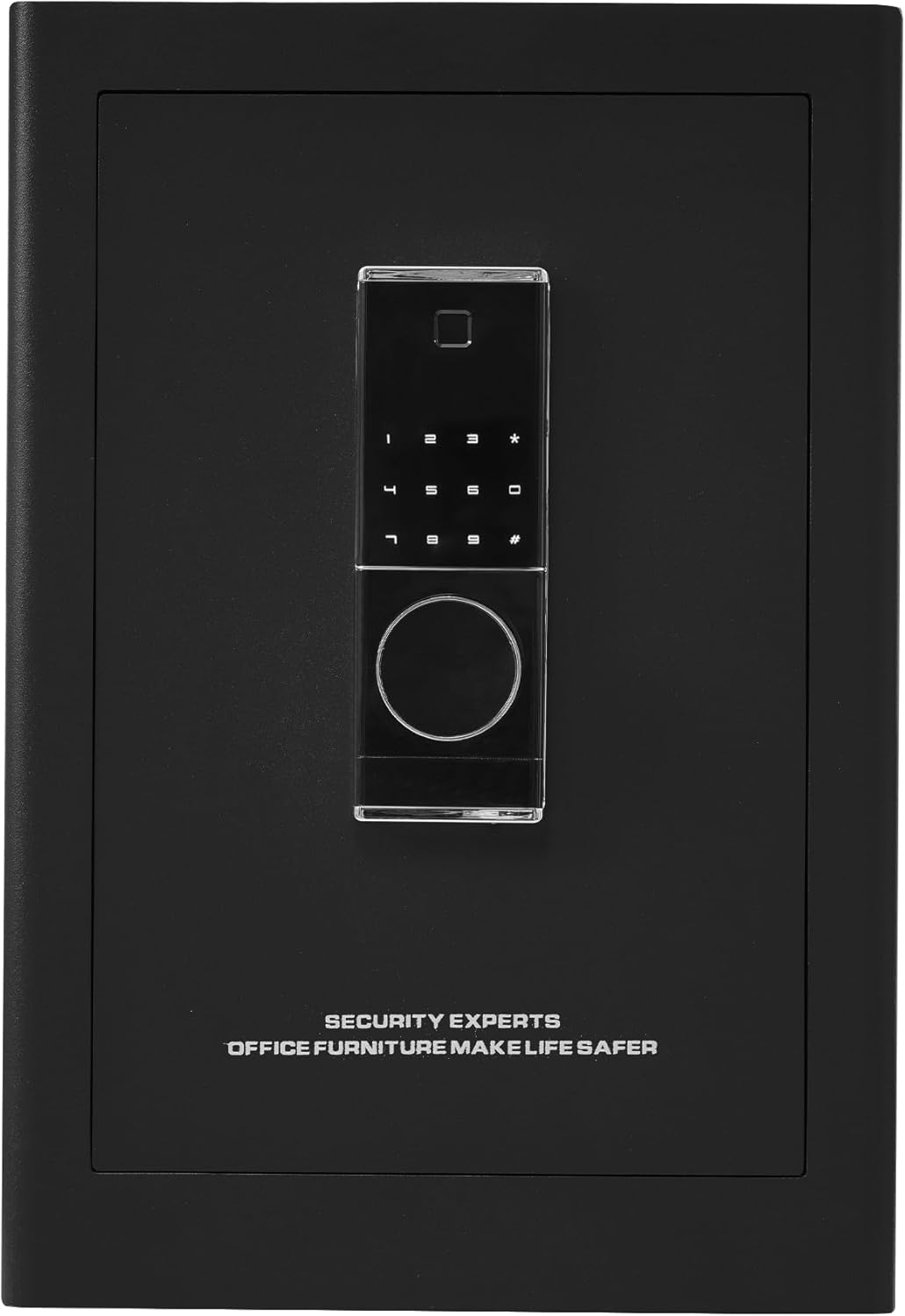 CSSMCOMP(売店)金庫 家庭用 59.5L 指紋認証 防犯金庫 大型金庫 緊急電池ボックス付き アラーム機能付き 鍵付き 防盗 旅館 店舗 事務所 ホテル 業務用 日本語取扱説明書付 書類保管