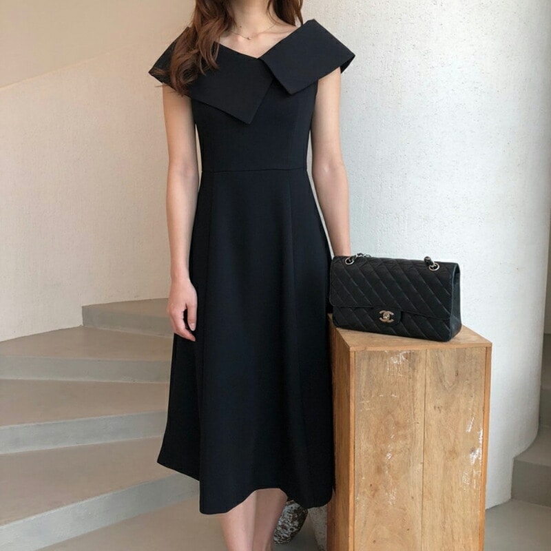 【9/25！クーポンで3,380円】 ワンピース ビッグカラー ノースリーブ きれいめ レディース vネック ミモレ バイカラー ワンピ vネックワンピース ノースリーブワンピース アシメカラー aラ mdprevattcaulkingandwaterproofing.com