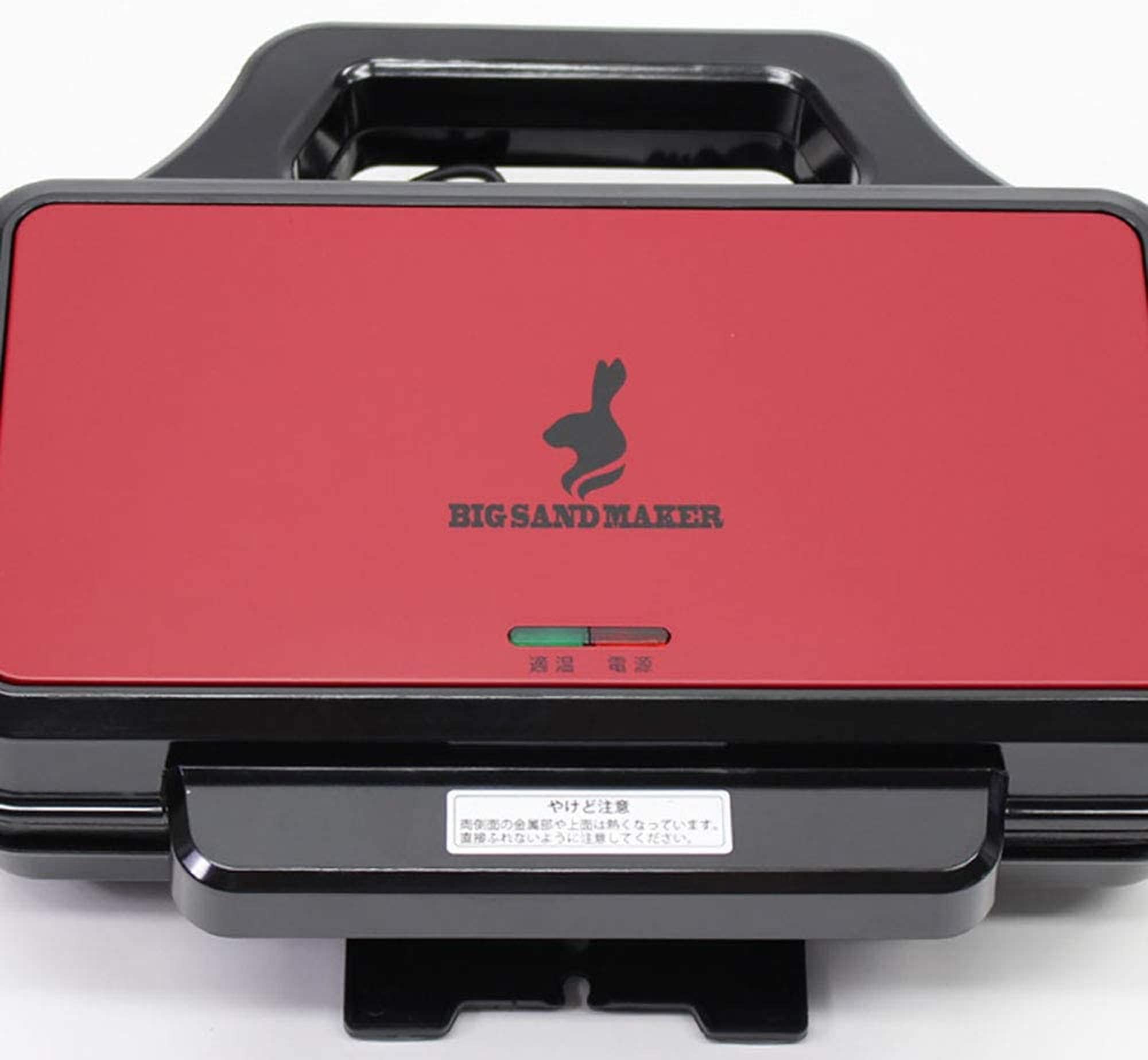 東京Deco 耳まで焼ける ビッグなホットサンドメーカー レッド [耳まで焼けるホットサンドメーカー] 一度に2個 フッ素コートプレート サンドイッチ マシン フェノール樹脂・アルミ i001