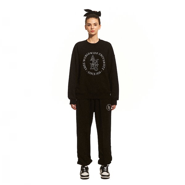 ★AMES-WORLDWIDE★AMES ROUND LOGO SWEATPANTS_BK★正規品/人気 ☆AMES-WORLDWIDE☆AMES ROUND LOGO SWEATPANTS_BK☆正規品/人気