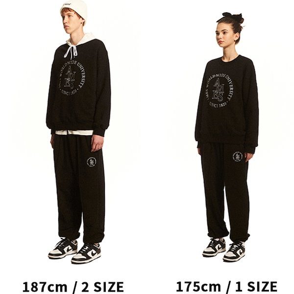 ★AMES-WORLDWIDE★AMES ROUND LOGO SWEATPANTS_BK★正規品/人気 Qoo10] AMES-WORLDWIDE [ツウィ 着用] ROUND LOGO