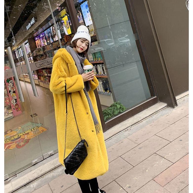 ボリュームファーコート　フェイクファーもふもふ暖かいボリュームファーコートフェイクファー秋冬服カジュアル　暖かいフェイクファーレディース　フード付