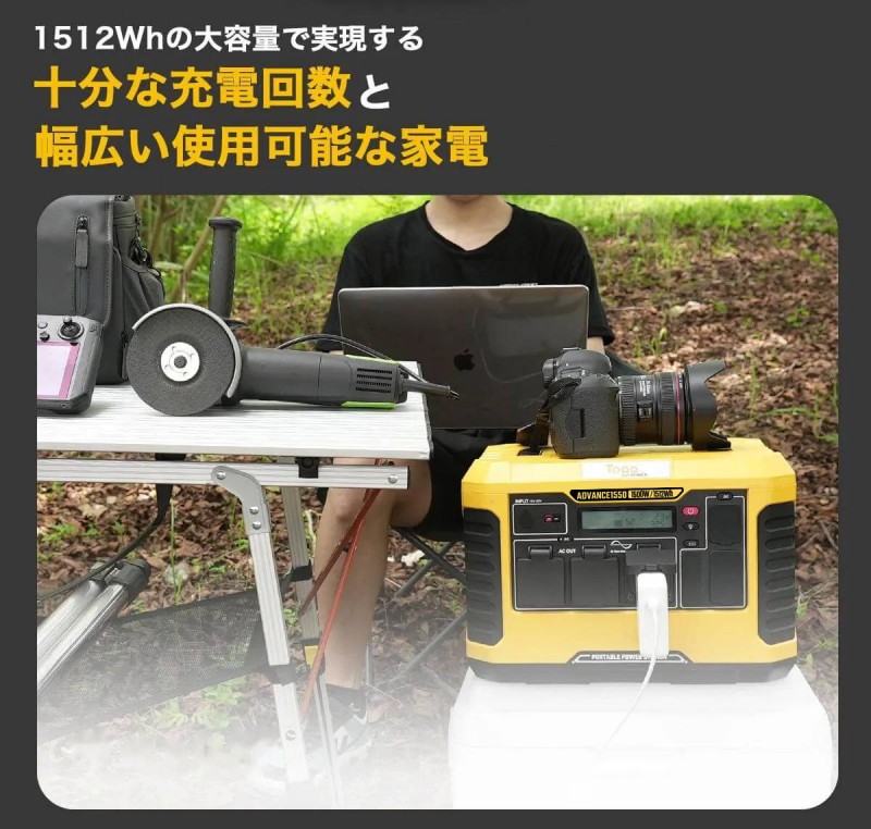 TogoPower ADVANCE1550 ポータブル電源 1500W 1512Wh PSE認証済 USB-A QC3.0 USB-C PD ワイヤレ TogoPower ADVANCE1550 ポータブル電源 1500W 1512Wh PSE認証済 USB-A QC3.0 USB-C PD ワイヤレ